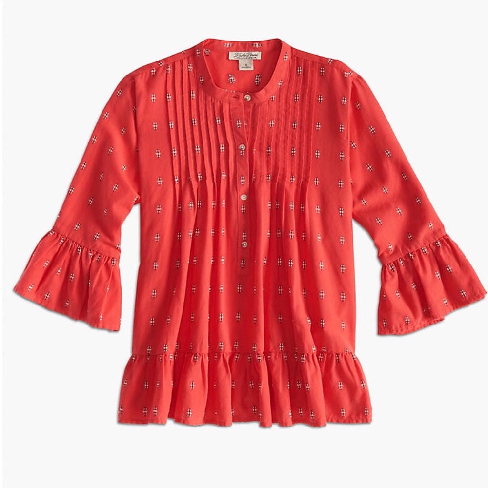NWT LUCKY BRAND pintucked peplum top flannel like